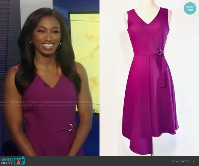 WornOnTV: Brittany Bell’s purple v-neck belted dress on Good Morning ...