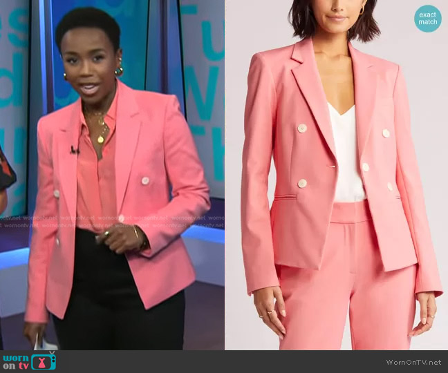 WornOnTV: Zinhle’s pink double breasted blazer on NBC News Daily ...