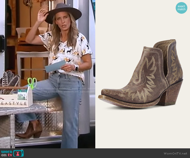 Ariat Dixon Western Boot in Naturally Distressed Brown worn by Becky Worley on Good Morning America