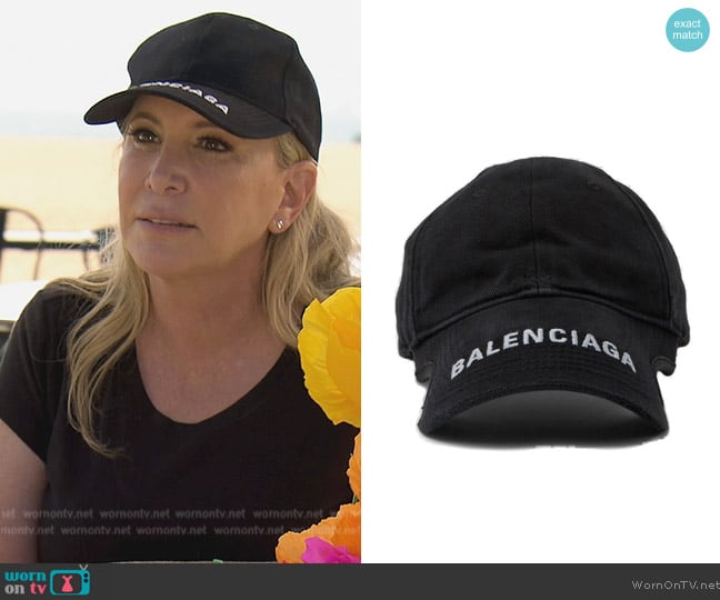 Balenciaga Log Embroidered Baseball Cap worn by Shannon Beador on The Real Housewives of Orange County