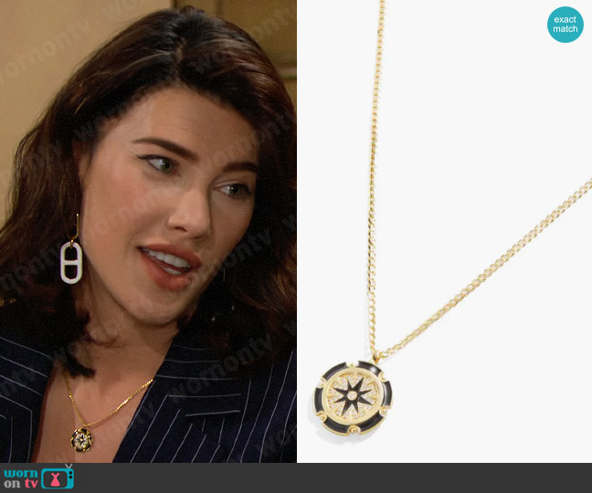 Baublebar Estella Compass Pendant Necklace worn by Steffy Forrester (Jacqueline MacInnes Wood) on The Bold and the Beautiful