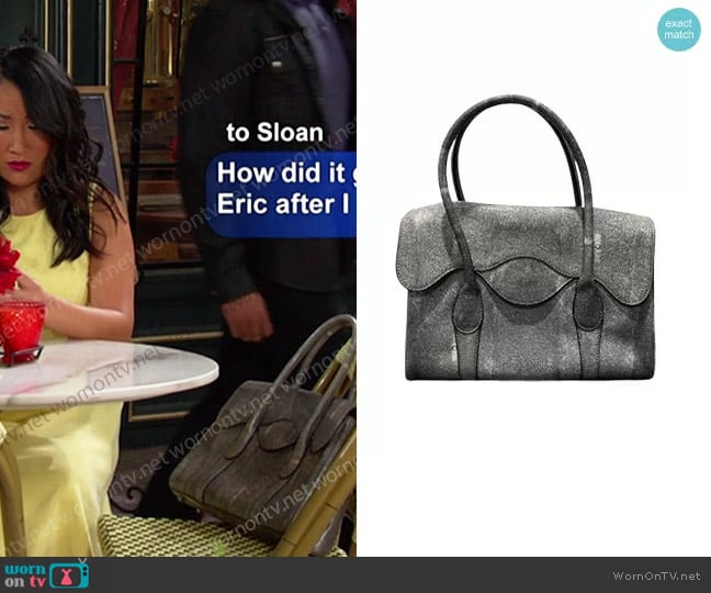 Bcbgmaxazria Paige Tote Bag in Stone worn by Melinda Trask (Tina Huang) on Days of our Lives