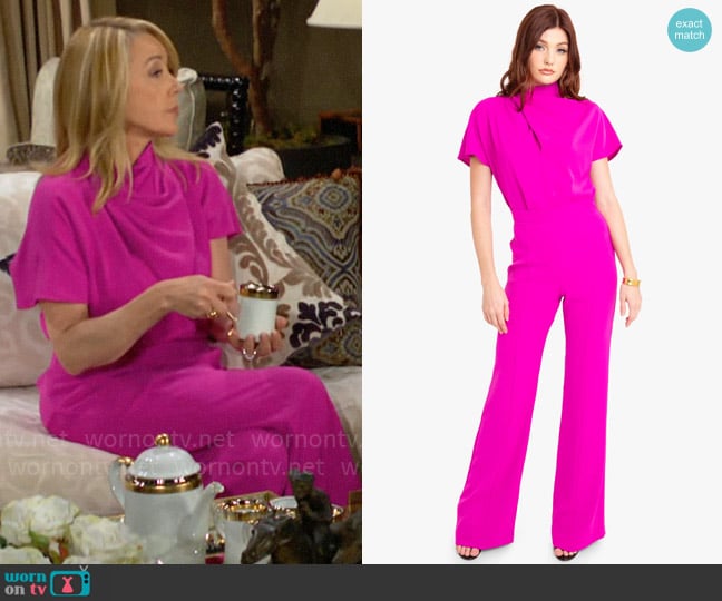 Black Halo Estella Jumpsuit in Vibrant Pink worn by Nikki Reed Newman (Melody Thomas-Scott) on The Young and the Restless