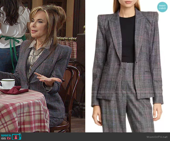 Brock Glen Plaid Dickey Blazer by Veronica Beard worn by Kate Roberts (Lauren Koslow) on Days of our Lives