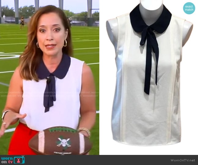 Cece Sleeveless Collared Blouse worn by Mireya Villarreal on Good Morning America