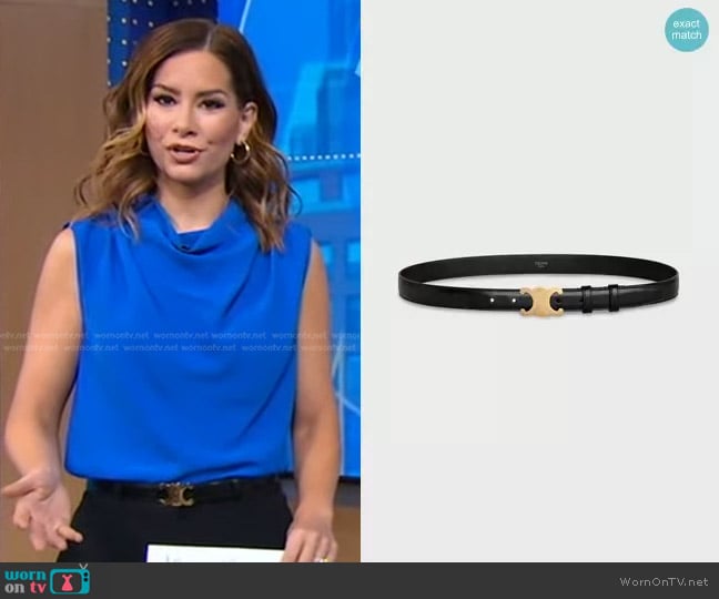 Celine Medium Triomphe Belt in Smooth Calfskin worn by Rebecca Jarvis on Good Morning America