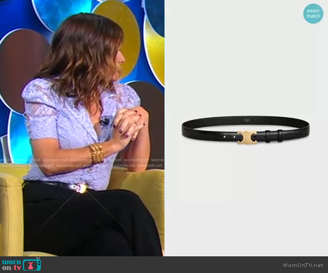 Celine Medium Triomphe Belt in Smooth Calfskin worn by Rebecca Jarvis on Good Morning America