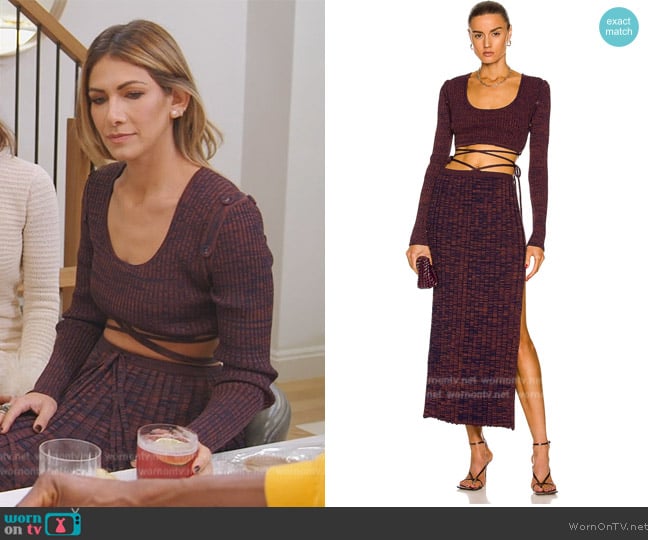 Chrisopher Esber Deconstruct Long Sleeve Knit Tie Crop Top worn by Erin Lichy on The Real Housewives of New York City