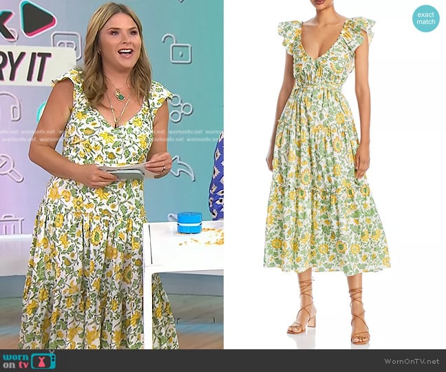 Derek Lam 10 Crosby Anastasia Floral Ruched Maxi Dress worn by Jenna Bush Hager on Today