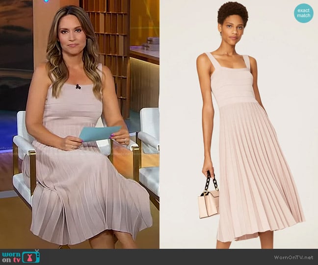 Derek Lam Collective Pleated Knit Midi Dress worn by Rhiannon Ally on Good Morning America