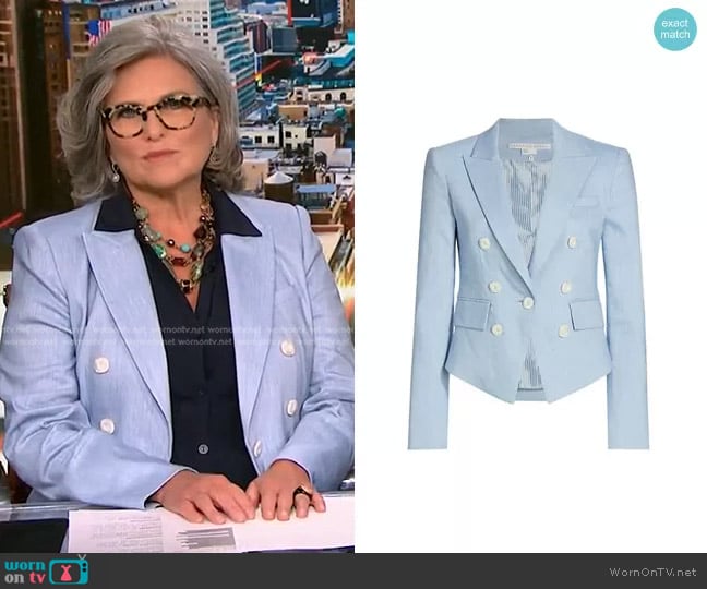 Veronica Beard Diego Jacket in Lake Blue worn by Cynthia McFadden on NBC News Daily