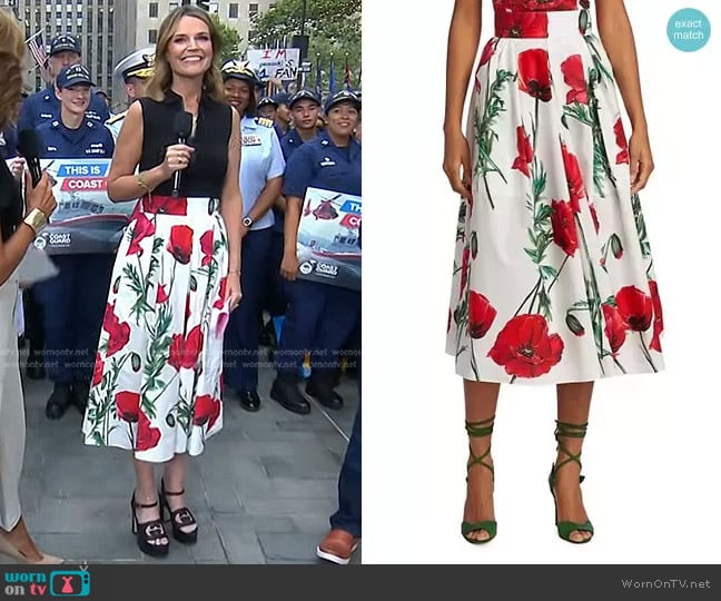 Dolce & Gabbana Poppy Print Midi-Skirt worn by Savannah Guthrie on Today