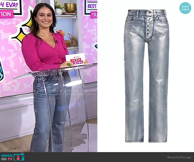 EB Denim Foil High-Rise Straight-Leg Jeans worn by Donna Farizan on Today