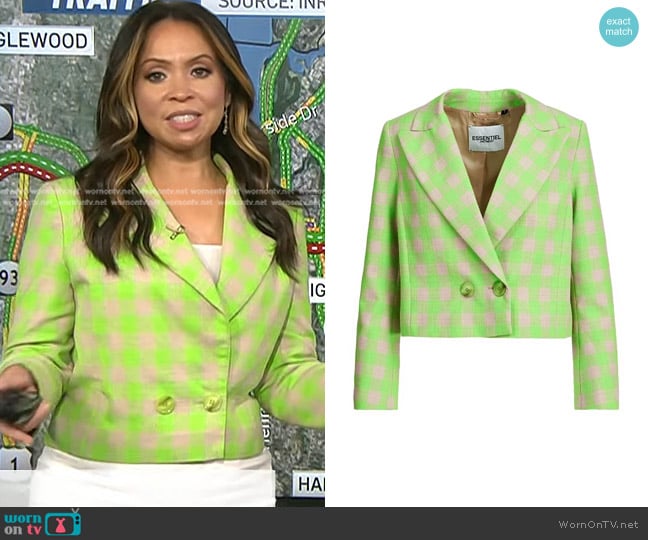 Essentiel Antwerp Diy Checkered Blazer worn by Adelle Caballero on Today