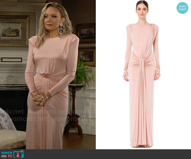 Elisabetta Franchi Red Carpet mermaid dress with central knot in Nude worn by Abby Newman (Melissa Ordway) on The Young and the Restless