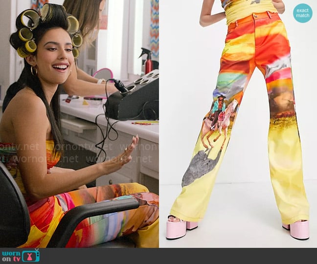 Elsie & Fred High rise pants in western print worn by Dani (Kylie Cantrall) on High School Musical The Musical The Series