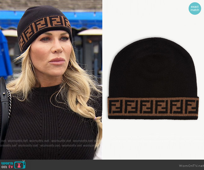 Fendi Black FF Logo Beanie worn by Jennifer Pedranti on The Real Housewives of Orange County