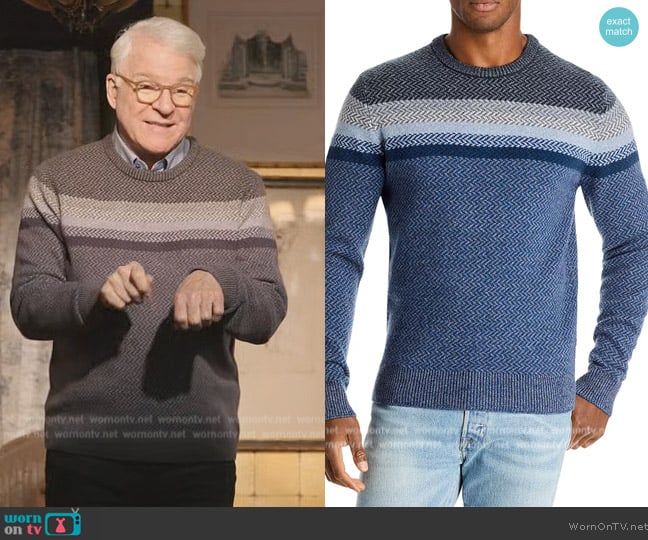 Faherty Donegal Chest Stripe Crewneck Sweater worn by Charles-Haden Savage (Steve Martin) on Only Murders in the Building