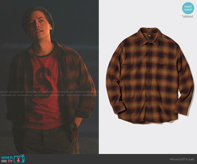 Uniqlo Flannel Checked Long-Sleeve Shirt worn by Jughead Jones (Cole Sprouse) on Riverdale