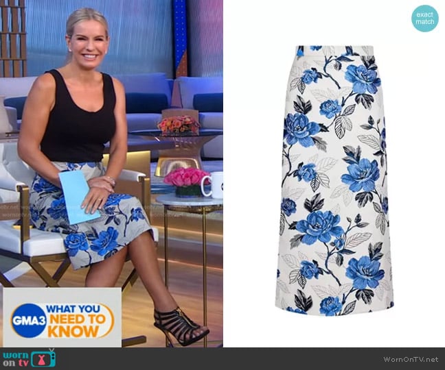 Sika'a Floral Jacquard Pencil Skirt worn by Dr. Jennifer Ashton on Good Morning America