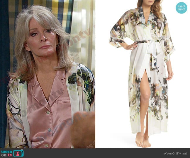 Christine Lingerie Floral Print Silk Robe worn by Marlena Evans (Deidre Hall) on Days of our Lives