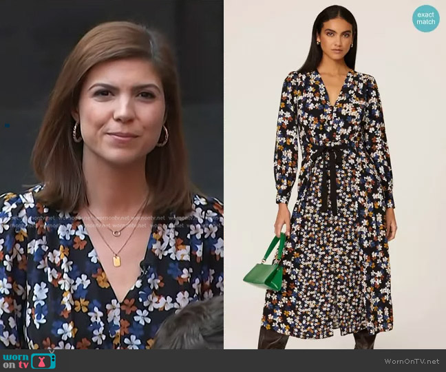 Jason Wu Collective Floral Tie Waist Midi Dress worn by Monica Alba on NBC News Daily