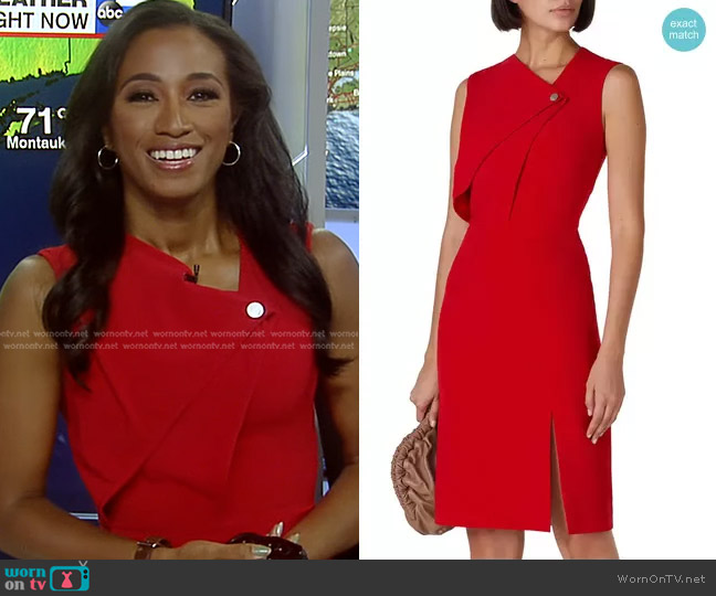 WornOnTV: Brittany Bell’s red folded sleeveless dress on Good Morning ...