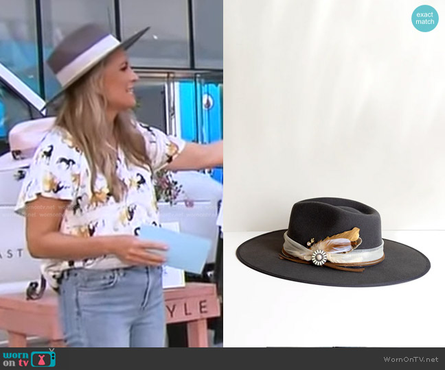 Flea Style Good Morning America Wide Brim Hat in Gray worn by Becky Worley on Good Morning America