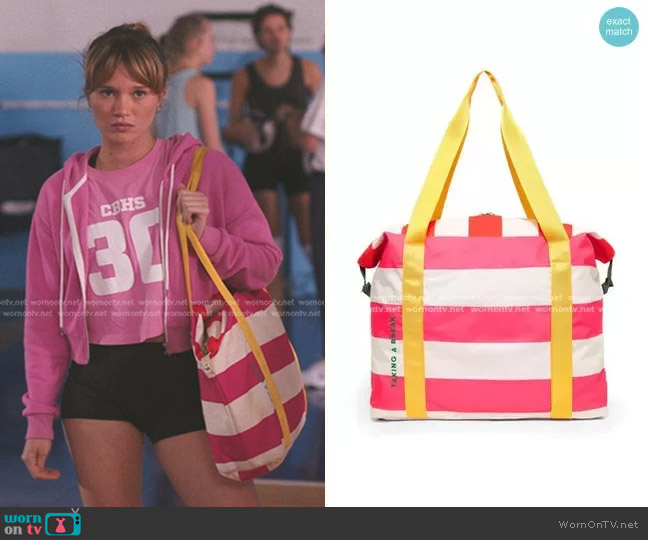 Taylor’s pink striped tote bag on The Summer I Turned Pretty