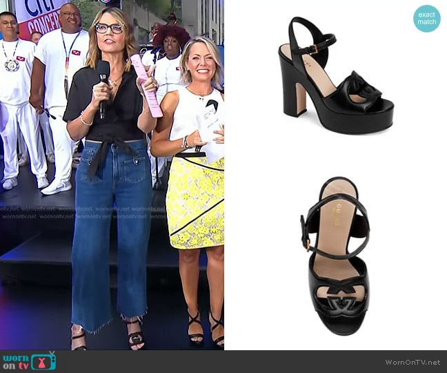 Gucci Cutout Platform Heeled Sandals worn by Savannah Guthrie on Today