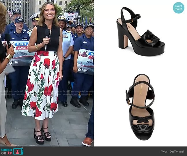 Gucci Cutout Platform Heeled Sandals worn by Savannah Guthrie on Today