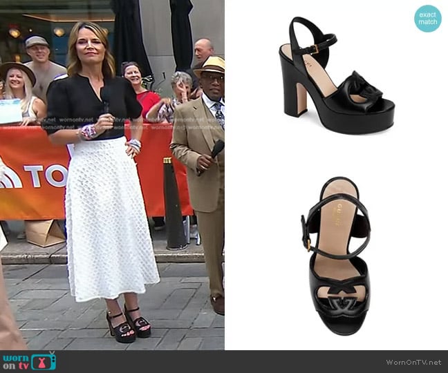 Gucci Cutout Platform Heeled Sandals worn by Savannah Guthrie on Today