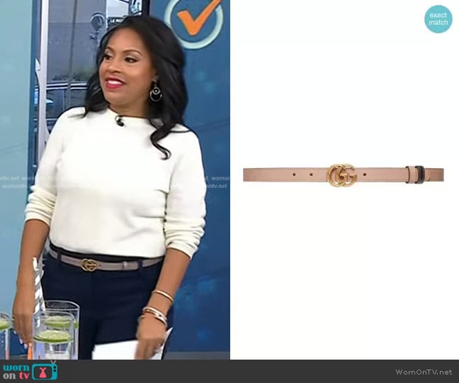 Gucci Reversible Logo-Plaque Belt worn by Sheinelle Jones on Today