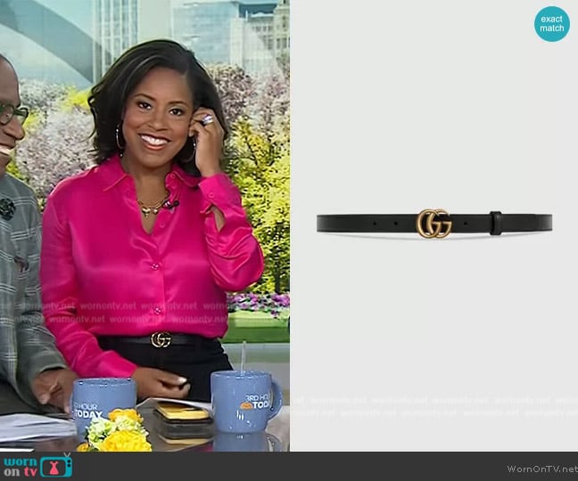 Gucci Leather Belt with Double G Buckle worn by Sheinelle Jones on Today