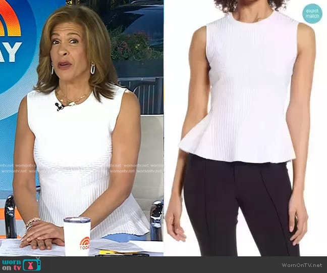 Halogen Sleeveless Peplum Sweater in white worn by Hoda Kotb on Today