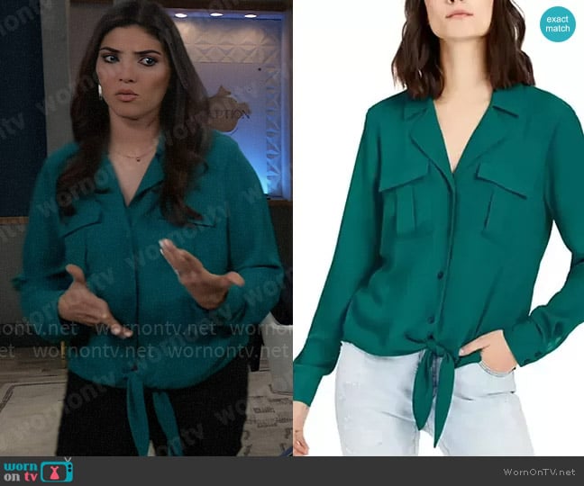 INC International Concepts Tie-Front Utility Shirt worn by Brook Lynn Quartermaine (Amanda Setton) on General Hospital