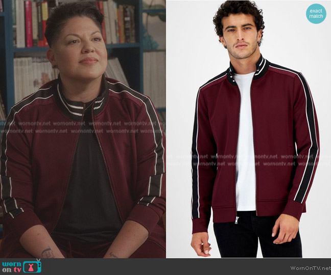 INC International Concepts Neoprene Track Jogger Jacket worn by Che Diaz (Sara Ramirez) on And Just Like That