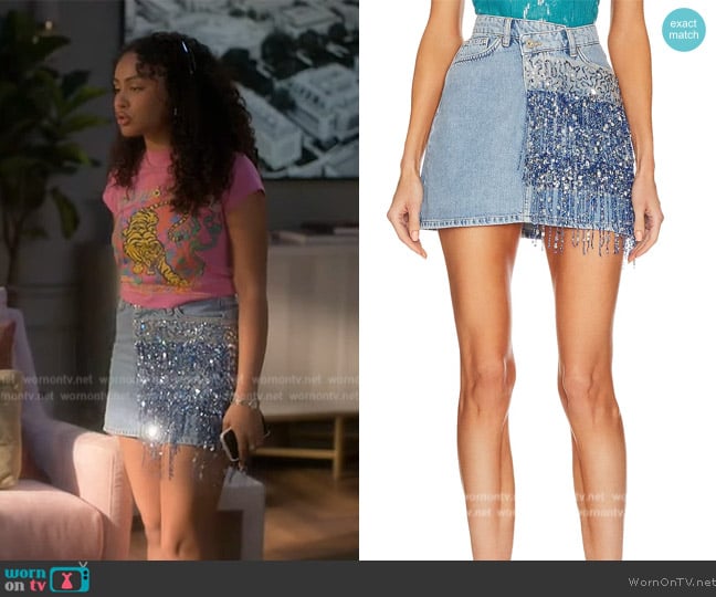 ITMFL Venise Denim Skirt worn by Kiela (Daniella Perkins) on Grown-ish