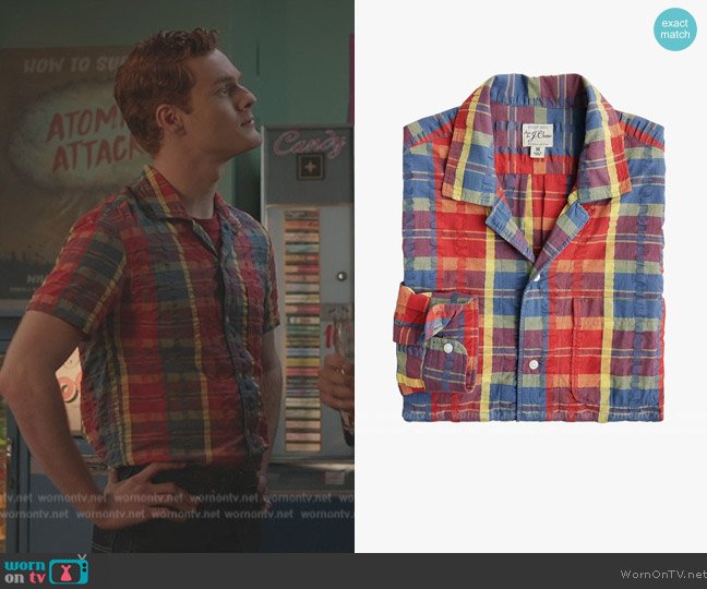 J. Crew Organic Seersucker Three Pocket Shirt worn by Archie Andrews (K.J. Apa) on Riverdale