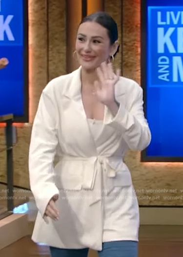 JWoww's white belted blazer on Live with Kelly and Mark