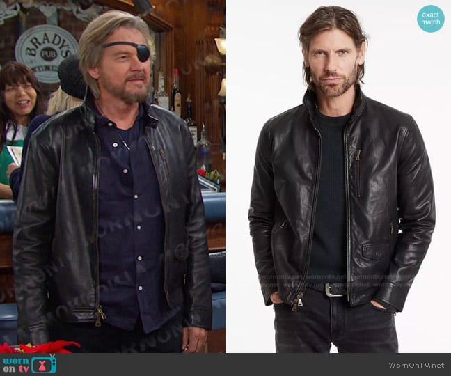 John Varvatos York Slim Fit Leather Jacket worn by Steve Johnson (Stephen Nichols) on Days of our Lives