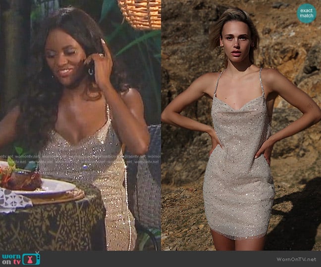 Joy Cioci  Gigi Crystal Mini Dress worn by Charity Lawson on The Bachelorette