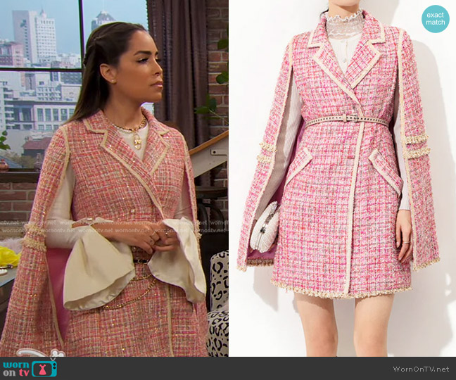 Nikki’s pink tweed blazer dress on Ravens Home