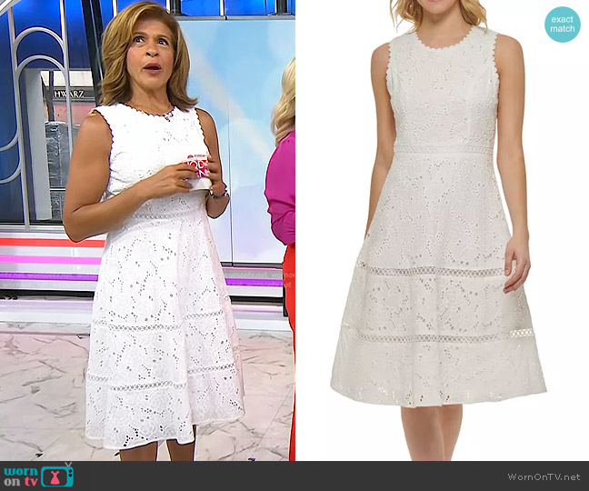 WornOnTV: Hoda’s white scalloped lace dress on Today | Hoda Kotb ...