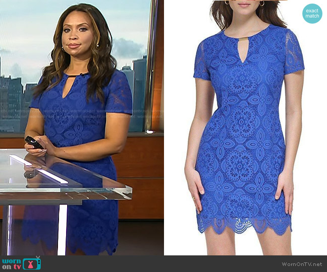 WornOnTV: Adelle’s blue keyhole lace dress on Today | Adelle Caballero ...