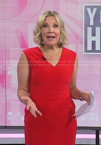 Kristen Dahlgren’s red v-neck sheath dress on Today