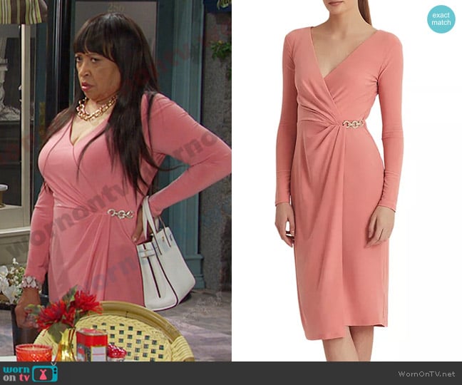 Lauren Ralph Lauren Matte Jersey Surplice Dress worn by Paulina Price (Jackée Harry) on Days of our Lives