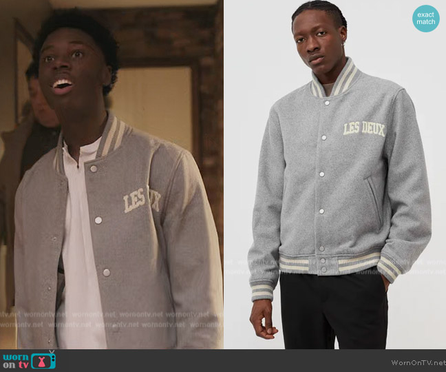 Les Deux Varsity Wool Jacket worn by Kevin Williams (Alex R. Hibbert) on The Chi