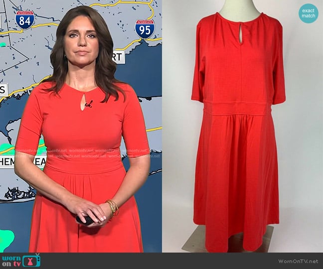 Lands End Keyhole Elbow Sleeve Dress worn by Maria Larosa on Today