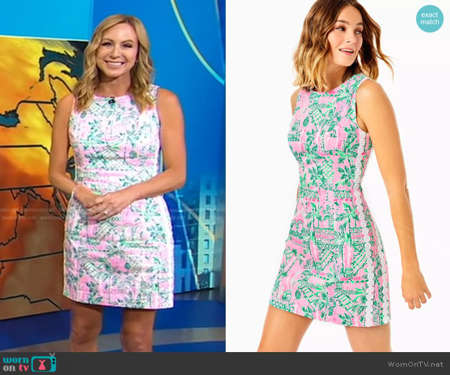 Lilly Pulitzer Mila Stretch Shift Dress in Mandevilla Baby Always Worth It worn by Danielle Breezy on Good Morning America